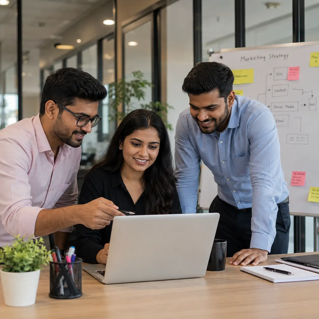 Digital marketing team working on client campaigns